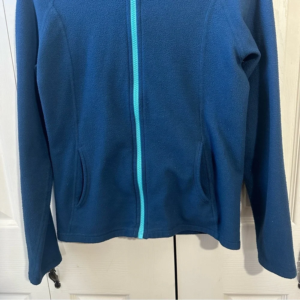 The North Face Girls size M Fleece Hooded Full Zip Jacket Blue Teal Turquoise